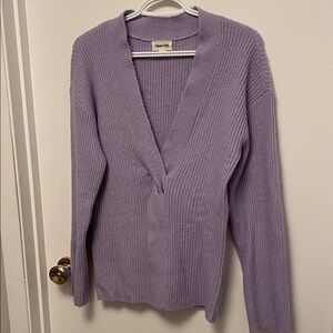 Open Edit Lavender Ribbed Sweater Size Small